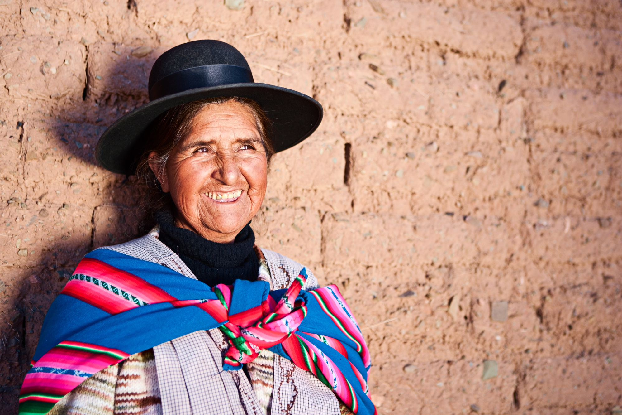Bolivian woman in national clothing near Oruro, Bolivia